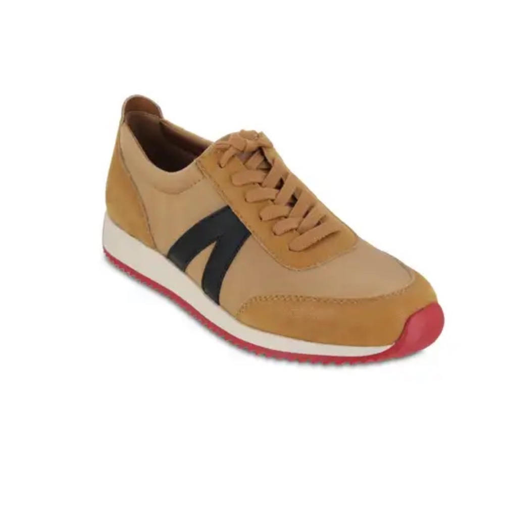 MIA Tan and Black Sneakers with Red Sole